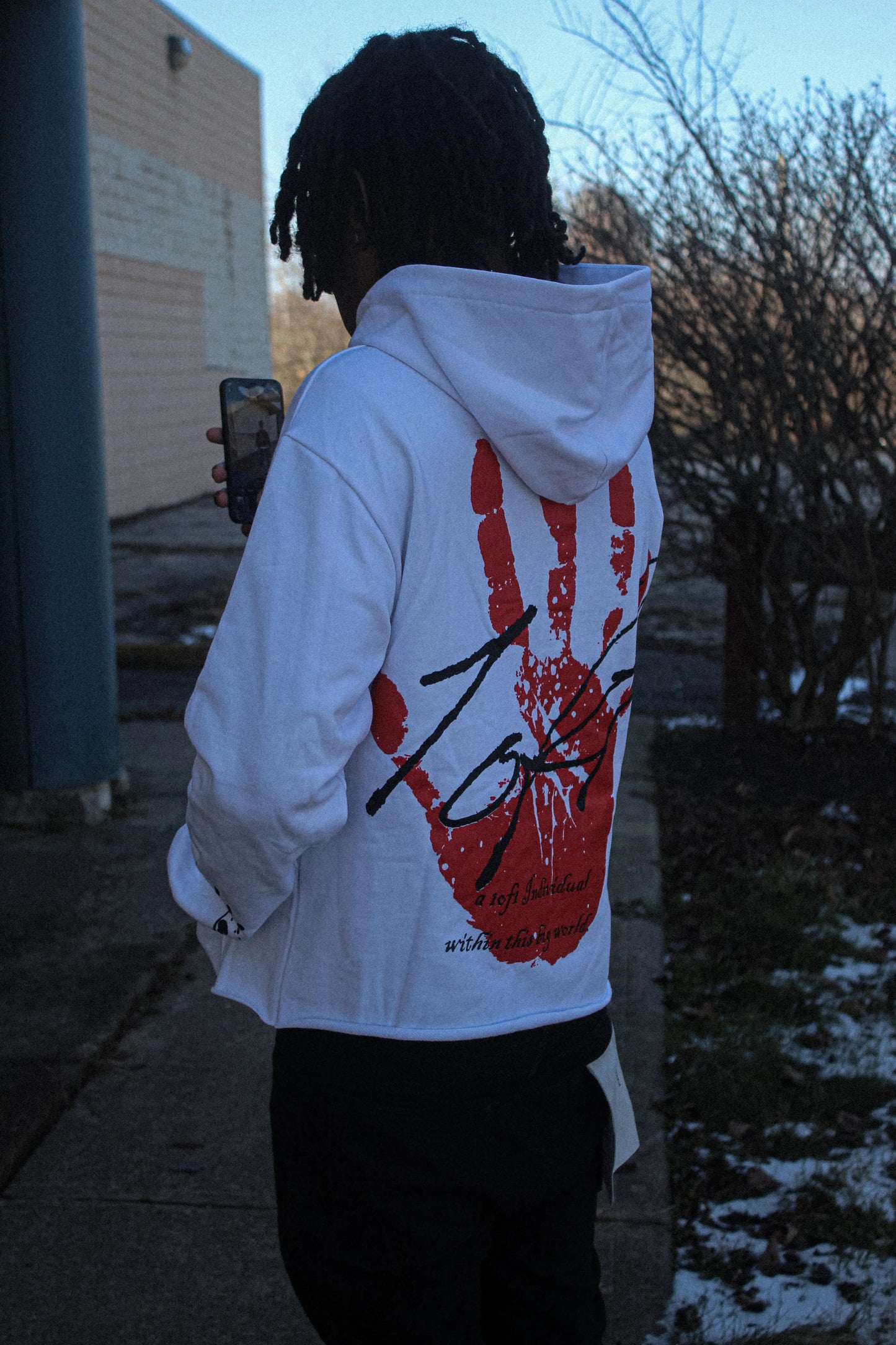 White " SINCERELY 1of1 " Cropped Hoodie Trybe Essentials