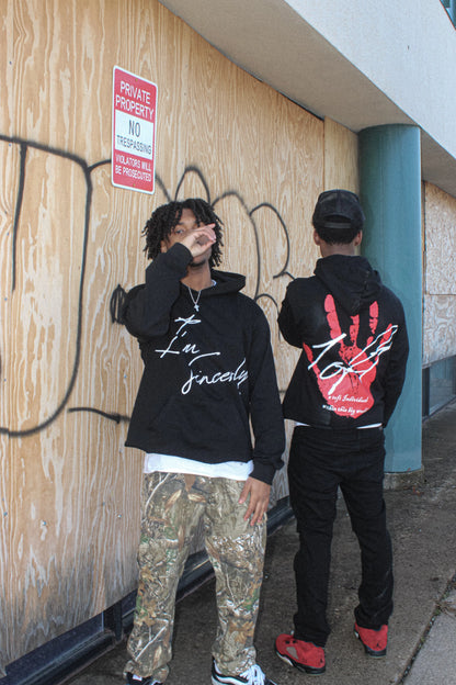 Black " SINCERELY 1of1" Cropped Hoodie Trybe Essentials