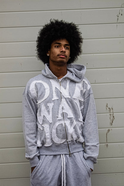 *One Way Ticket* Zip-Up (Oatmeal Grey) Trybe Essentials